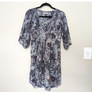 Rebecca Taylor Silk 3/4 sleeve floral print Mini Dress with pockets